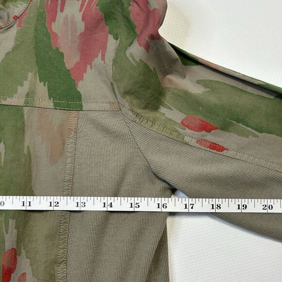 Chicos Zenergy Jacket Womens 0 Small Green Ikat Utility Zip Up Tie 3/4 Sleeve - Picture 14 of 14